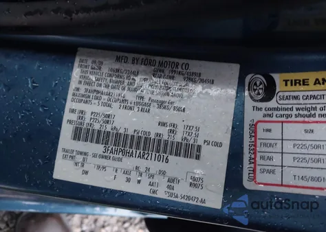 2010 Ford Fusion Se from USA, damaged, VIN 3FAHP0HA1AR211016